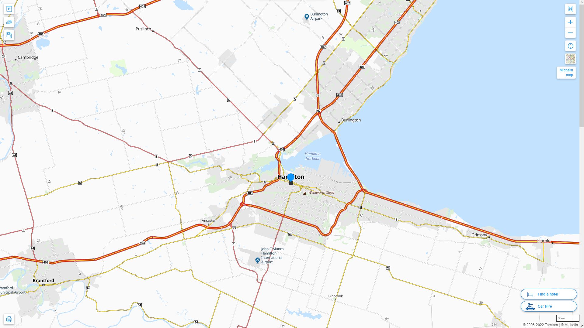 Hamilton Highway and Road Map